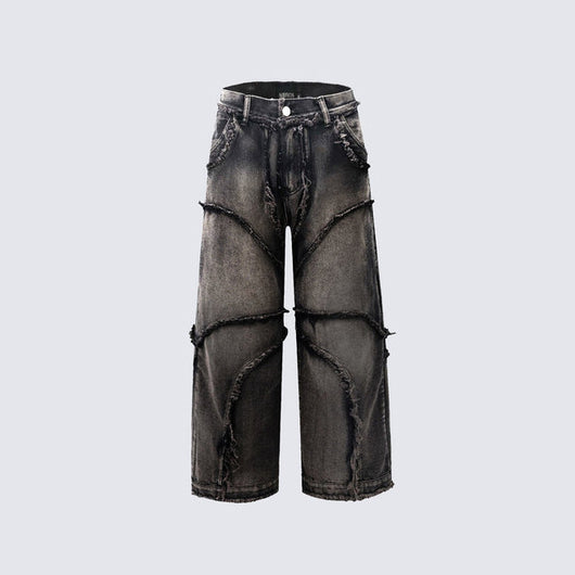 Jeans Vintage Estilo Urbano con Bordes Crudos
