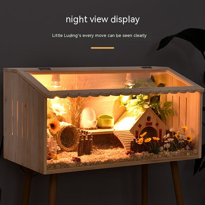 Wooden pet incubator with a clear acrylic skylight lid, measuring 40x30x30cm, suitable for small animals. - Image 3