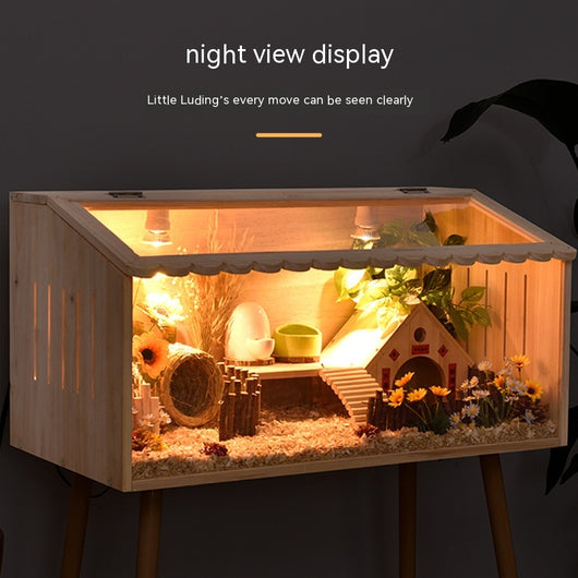 Wooden pet incubator with a clear acrylic skylight lid, measuring 40x30x30cm, suitable for small animals. - Image 3