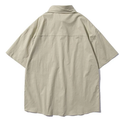 Camisa de Trabajo Retro Japonesa Khaki Manga Corta - Image 5