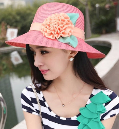 Sombrero de Sol Plegable con Flores Tridimensionales para Mujer - Image 19