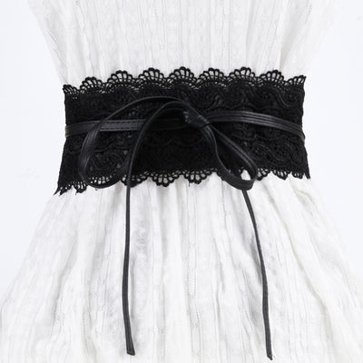 Cinturón de Encaje Ancho Negro para Mujer con Borlas - Decoración Elegante para Vestidos y Blusas - Image 7