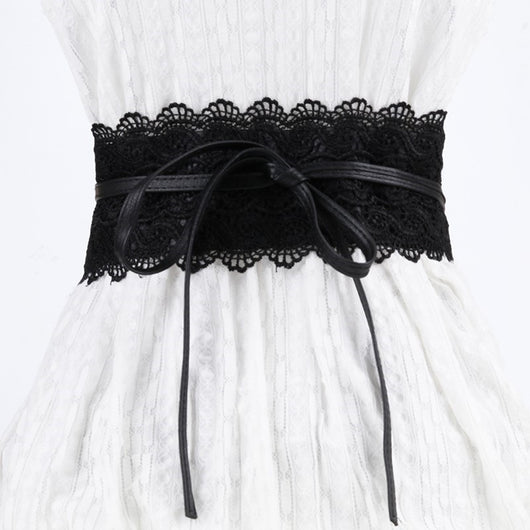 Cinturón de Encaje Ancho Negro para Mujer con Borlas - Decoración Elegante para Vestidos y Blusas - Image 7