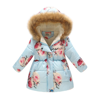 Chaqueta de Algodón Acolchada con Cuello de Pelaje y Capucha - Diseño Cartoon Infantil - Image 9