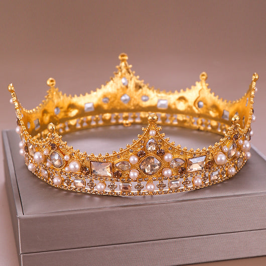 Diadema Corona de Perlas y Cristales Brillantes para Mujer - Image 7