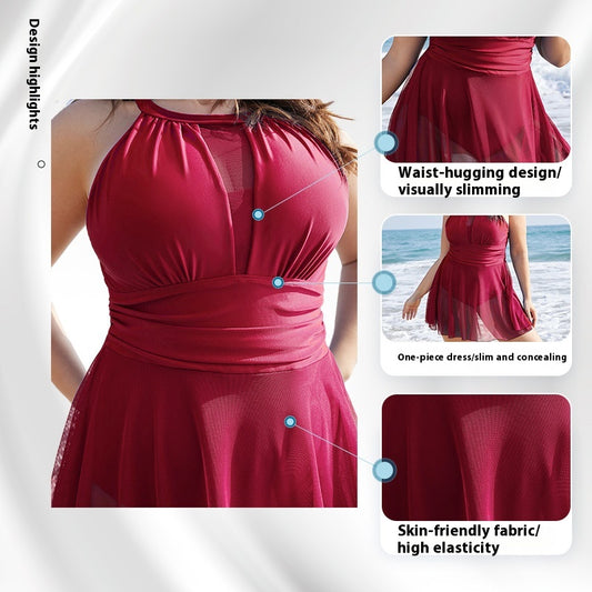 Traje de Baño Enterizo Cuello Redondo con Encaje para Mujer - Image 2