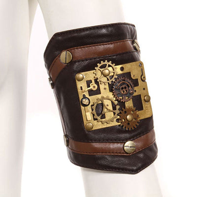Brazalete de Cuero Industrial Retro con Engranajes - Image 4