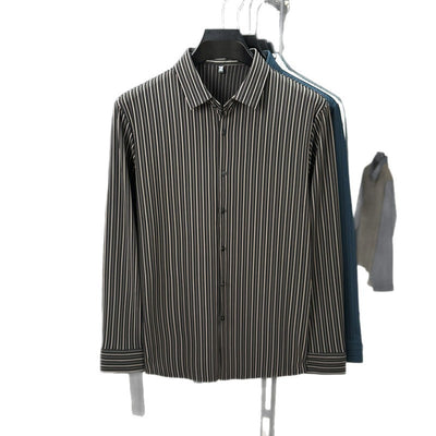Camisa de Rayas Verticales para Hombre - Primavera y Otoño - Image 5