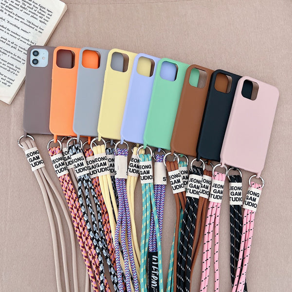 Funda de Silicona Líquida con Correa Diagonal para Celular