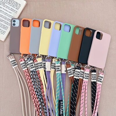 Funda de Silicona Líquida con Correa Diagonal para Celular