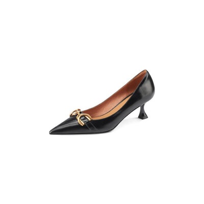 Zapatos de Tacón Medio Punta Afilada con Hebilla Metálica para Mujer - Image 6