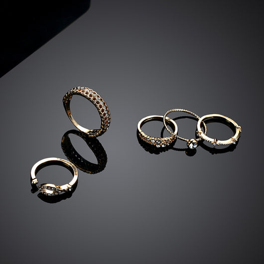 Juego de Anillos Articulados Chapados en Oro 18K Estilo Europeo - Image 10