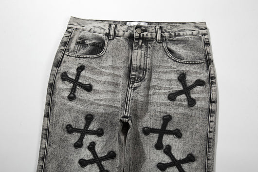 Jeans Slim Fit Gris Lavado con Parche de Calavera - Estilo Urban - Image 14