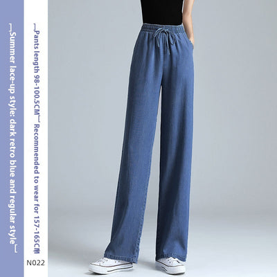 Pantalones Lyocell Rectos Cintura Alta Efecto Seda Pierna Ancha - Image 15