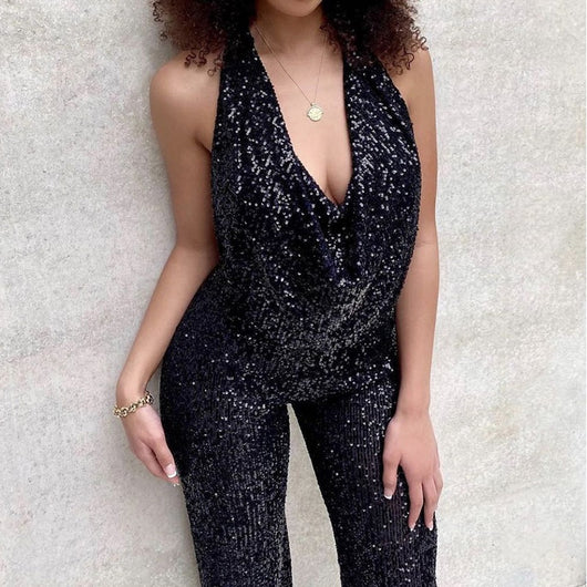 Jumpsuit Elegante Sin Mangas con Lentejuelas y Tirantes - Image 23