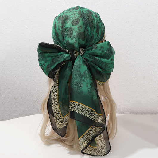 Pañuelo Chiffon Estampado Flores y Leopardo - Elegancia Sofisticada para Primavera y Verano