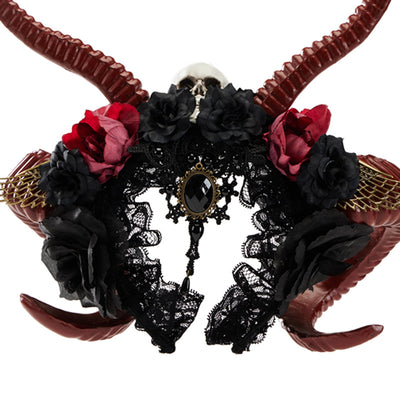 Diadema de Cuernos de Demonio Gótico - Accesorio Halloween Calavera Roja - Image 9