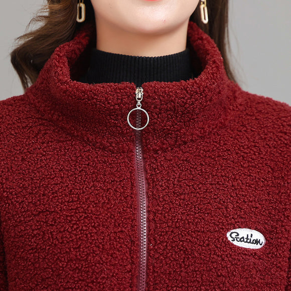 Women's Thermal Coat - Quilted Cotton Jacket with Fleece Lining