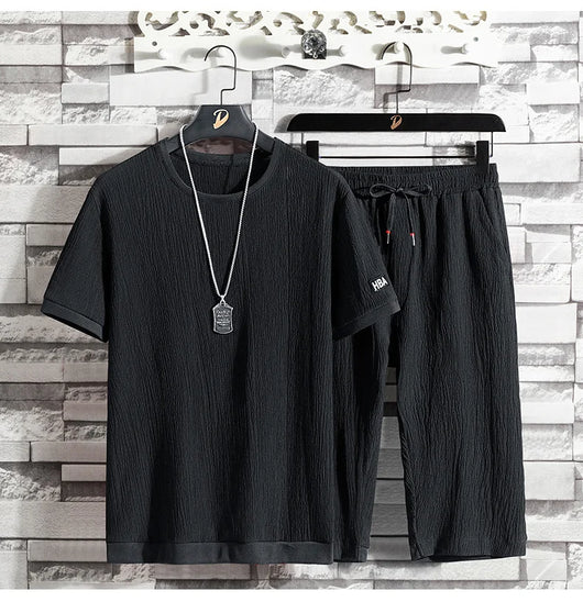Conjunto de Camiseta Ice Silk para Hombre - Estilo Casual Holgado - Image 17