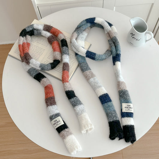 Bufanda Larga Retro Arcoíris Tejida con Diseño Elegante y Corte Slim - Image 23