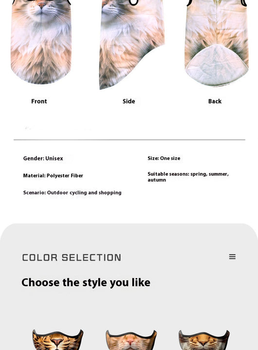Yellow cat face ice silk neck gaiter with ear loops, designed for sun protection during outdoor sports like cycling. - Image 24