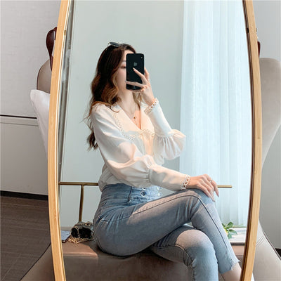 Blusa de Gasa Blanca Manga Larga - Elegancia Francesa - Image 9