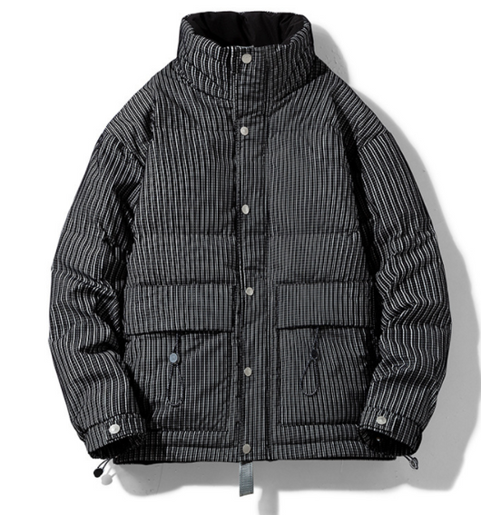 Chaqueta Acolchada Suelta a Rayas para Hombre - Image 8