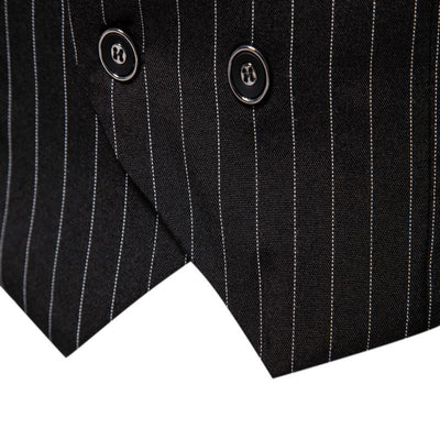 Chaleco Ejecutivo de Rayas Verticales Cruzado para Hombre - Image 7