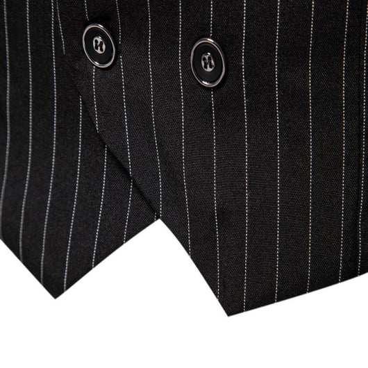 Chaleco Ejecutivo de Rayas Verticales Cruzado para Hombre - Image 7