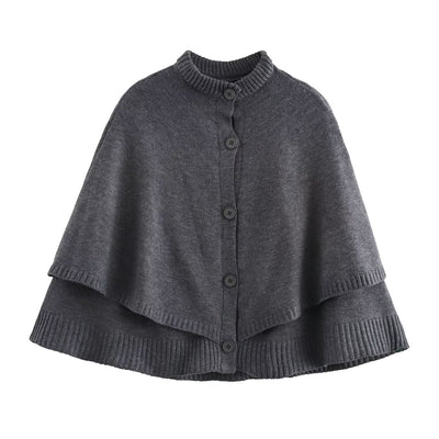 Abrigo Tejido Estilo Capa con Cuello Redondo Multiuso - Image 18