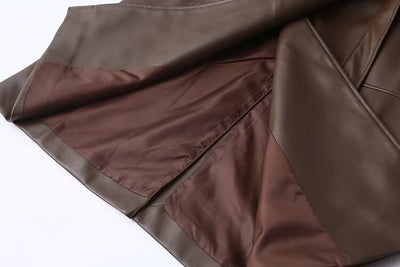 Abrigo de Cuero Extendido Diseño Francés Minimalista - Casual y Versátil - Image 12