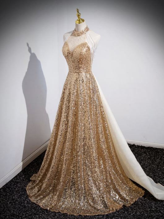 Vestido Dorado de Noche para Anfitriona y Presentadora - Image 5