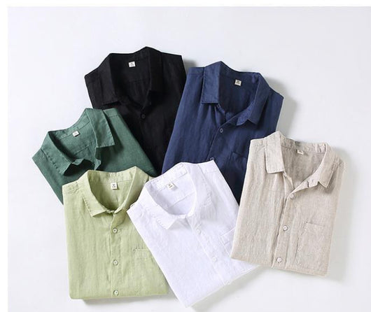 Camisa de Lino Puro para Hombre de Manga Corta - Image 5