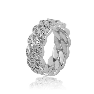 Anillo Cubano de Circonia Cúbica para Hombre con Eslabones de Una Fila - Image 13