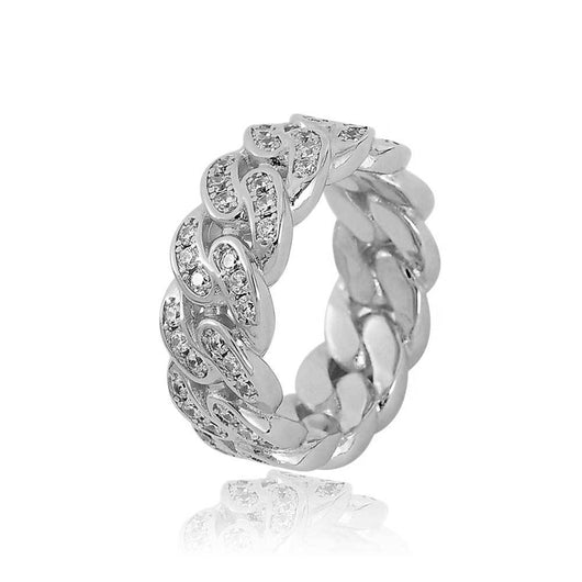 Anillo Cubano de Circonia Cúbica para Hombre con Eslabones de Una Fila - Image 13