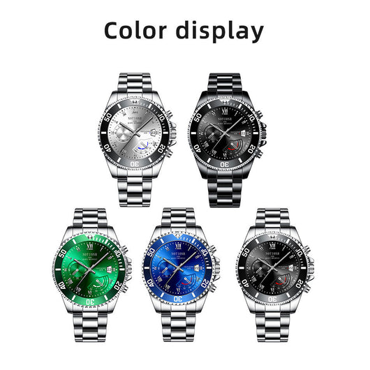 Reloj Deportivo Sumergible Verde Acero Inoxidable Calendario Luminoso Cuarzo - Image 12