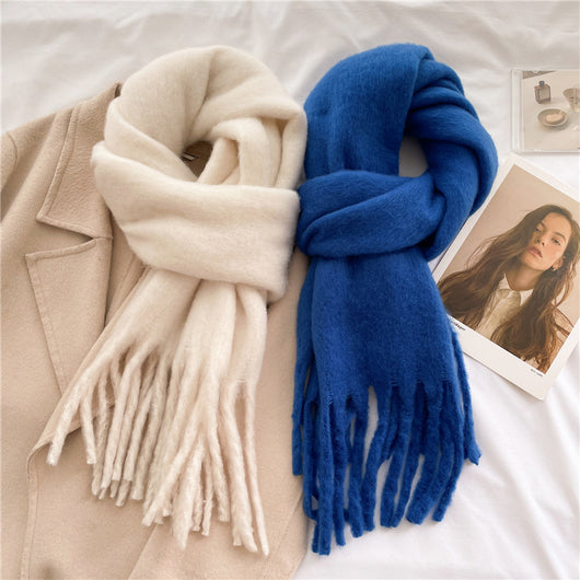 Bufanda Larga de Invierno con Borlas - Abrigo Versátil y Cálido