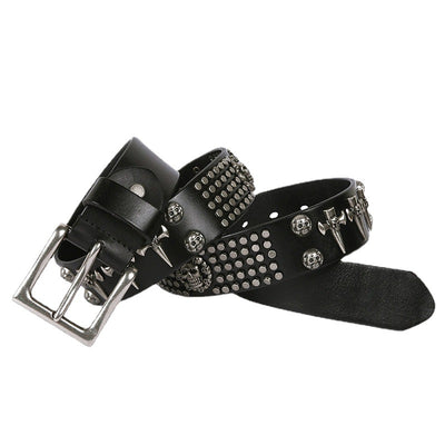 Cinturón de Cuero Genuino para Hombre con Calavera - Estilo Punk Versátil - Image 6