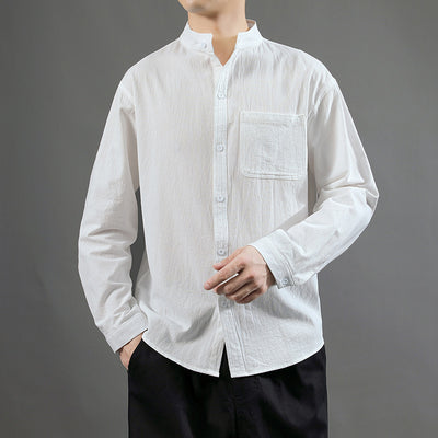 Camisa Juvenil de Algodón y Lino - Diseño Minimalista y Versátil - Image 5