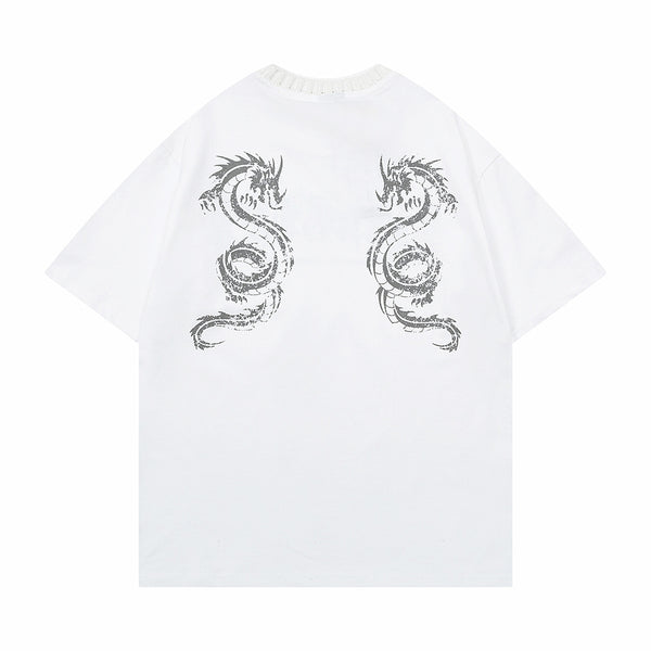 Playera Dragón Zodiacal Estampada Manga Corta para Hombre