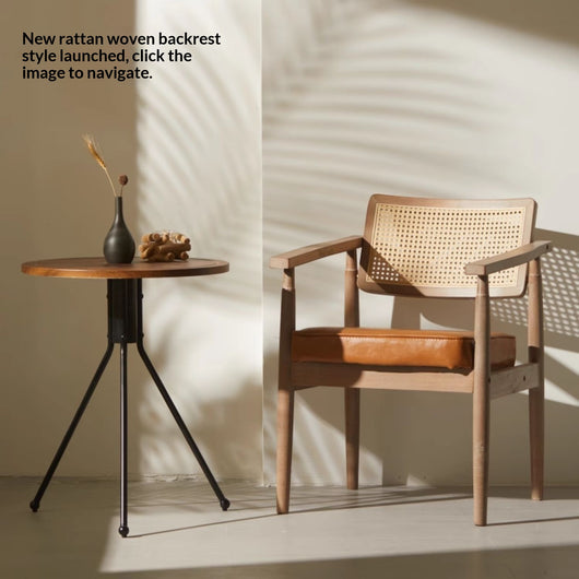 Silla Retro de Madera Maciza con Respaldo y Reposabrazos para Café - Image 29