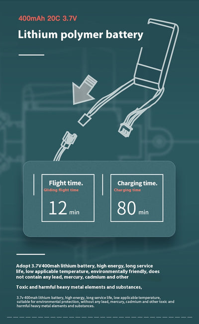 Avión Eléctrico de Ala Fija A500 con Control Remoto de 4 Canales - Image 15