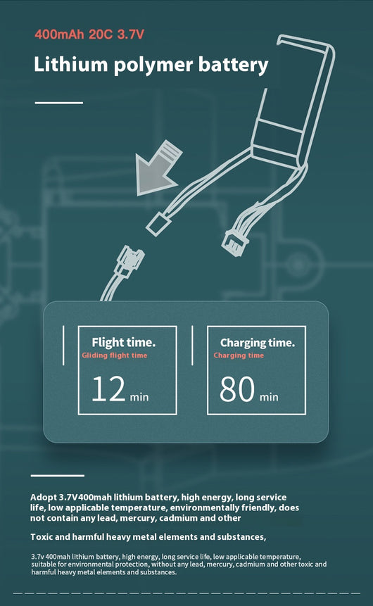 Avión Eléctrico de Ala Fija A500 con Control Remoto de 4 Canales - Image 15