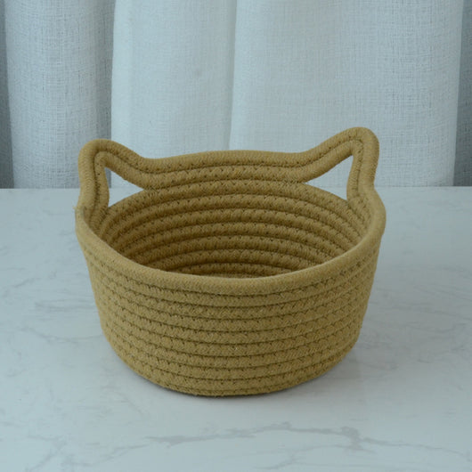 Canasta de Almacenamiento Tejida a Mano con Orejas de Gato - Image 14
