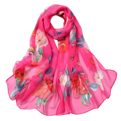 Pañuelo de Seda con Protección Solar y Estampado de Rosas - Image 18