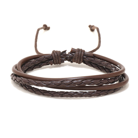 Pulsera de Cuero Multicapa para Hombre - Estilo Casual - Image 2