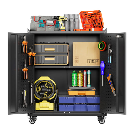 Gabinete de Almacenamiento Metálico con Ruedas y Puertas Ajustables - Image 2