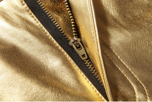 Pantalones Casuales Bronce Brillante con Efecto Metalizado - Image 13