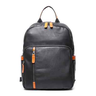Mochila de Cuero Viaje Bicolor - Bolso Escolar Piel Suave Premium - Image 5