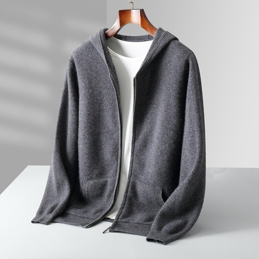 Cardigan de Lana con Cierre y Capucha para Hombre - Image 11